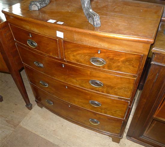 Regency mahogany bow front chest of drawers(-)